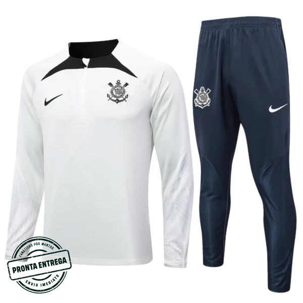 [P.E] Conjunto Corinthians Branco e Azul Zíper Curto (G1)